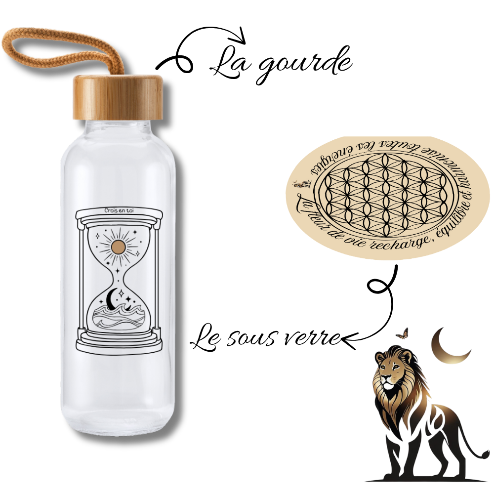 Pack “Crois en toi” – Gourde + Dessous de verre Fleur de Vie
