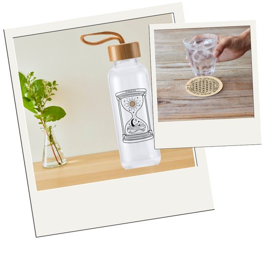 Pack “Crois en toi” – Gourde + Dessous de verre Fleur de Vie