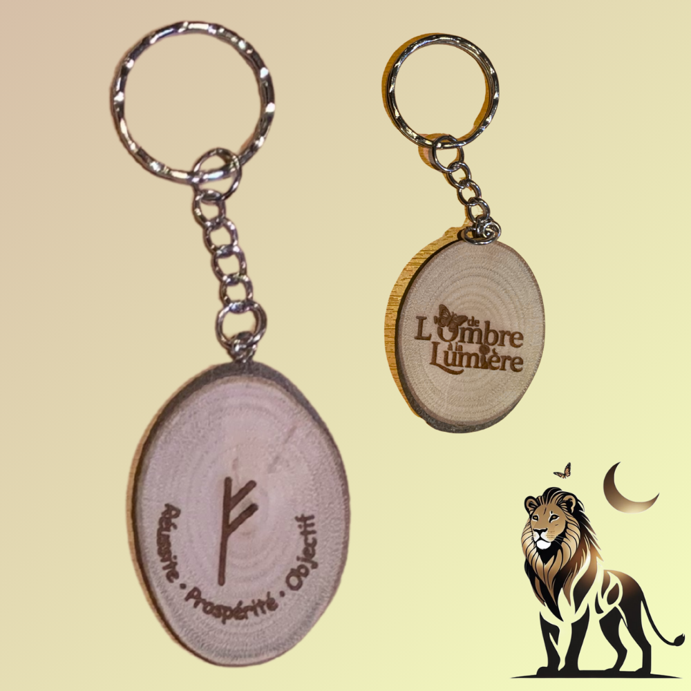 🔑 Porte-clé Runique en Bois Naturel de Corrèze – Fabrication artisanale française