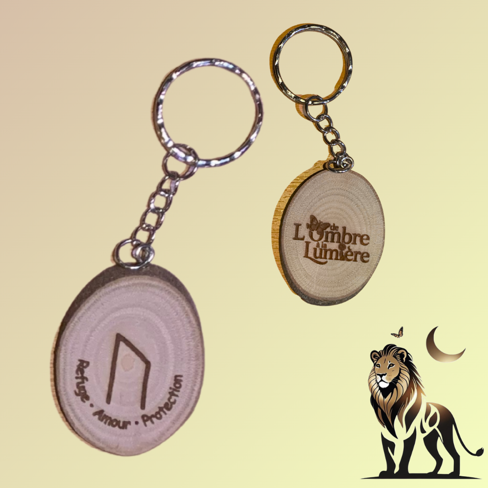 🔑 Porte-clé Runique en Bois Naturel de Corrèze – Fabrication artisanale française